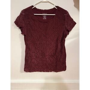 Van Heusen Shirt Womens Short Sleeve Top with Front Lace, Size Large